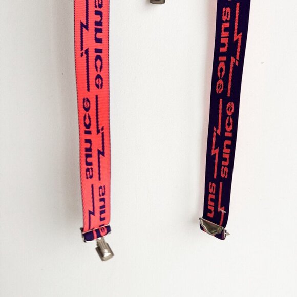 Vintage SUNICE Reversible Pink Purple Elastic Suspenders - Picture 4 of 5